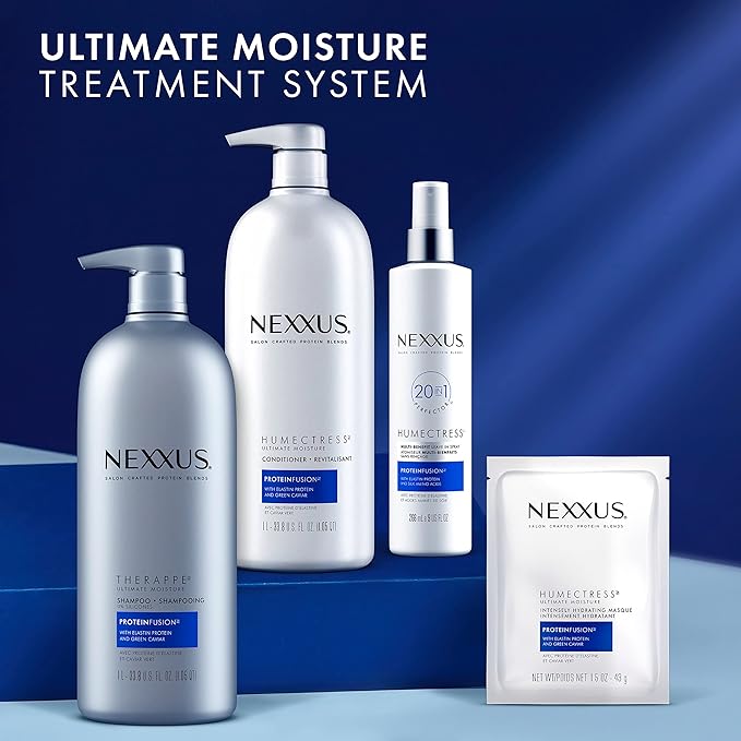 Nexxus Therappe Moisturizing Shampoo Ultimate Moisture for Dry Hair Silicone-Free, Moisturizing ProteinFusion with Elastin Protein and Green Caviar 33.8 oz-Velvo Beauty