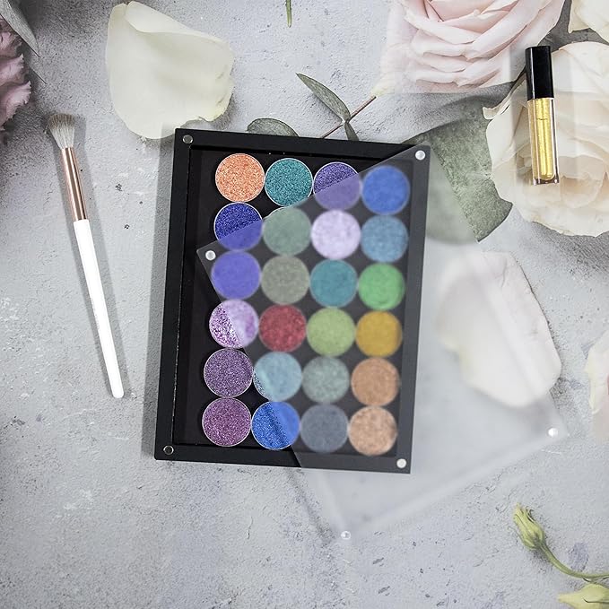Acrylic empty magnetic palette with magnet clear lip ,with 30Pcs Adhesive Metal Stickers for Eyeshadow Powder Lipstick foundation-Velvo Beauty