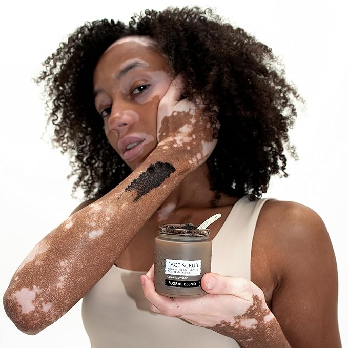 UpCircle Coffee Face Scrub - Floral Blend For Sensitive Skin 3.5oz - Chamomile, Shea Butter, Coconut + Rosehip Oil - Natural, Vegan Face Exfoliator For Soft, Smooth Skin-Velvo Beauty
