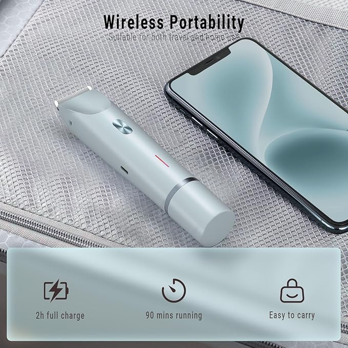 2-in-1 Bikini Trimmer and Shaver Kit for Women, Electric Body Hair Trimmer Facial Hair Removal Cordless Bikini Shaver Razor for Face Lip Chin Pubic Underarm Legs, Blue-Velvo Beauty