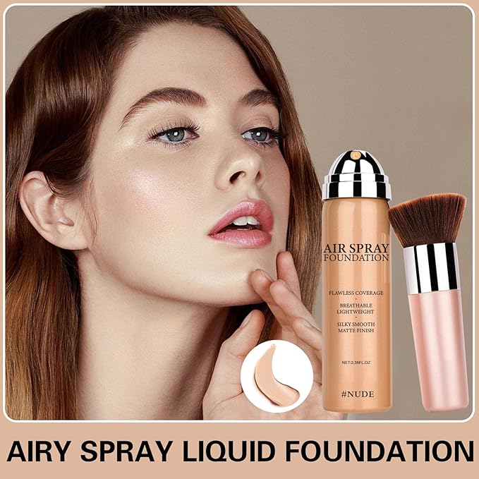 Airbrush Makeup Foundation for Mature Skin Magic Minerals Lightweight Air Makeup Airbrush Makeup Setting Spray for Smooth Radiant Finish(03# Nude Color)-Velvo Beauty