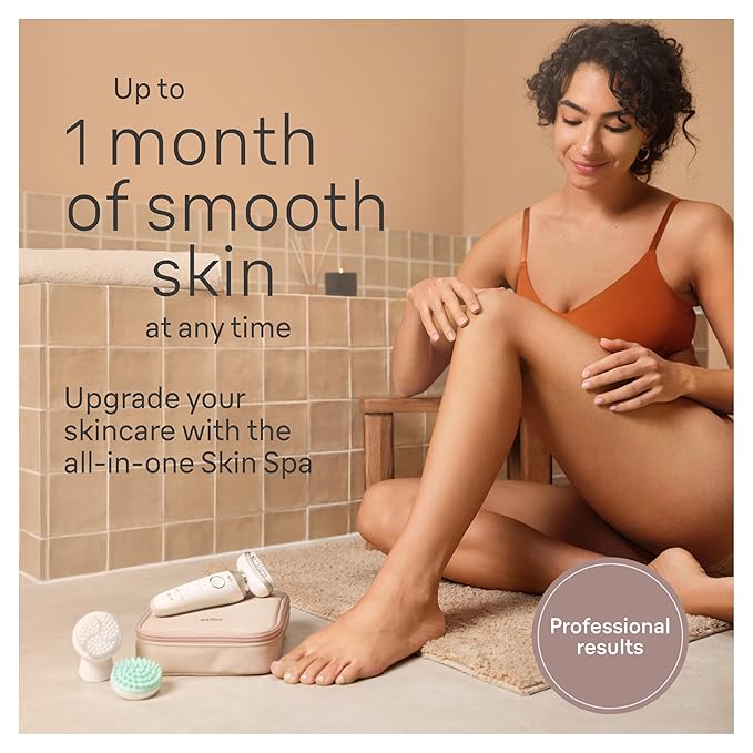 Braun Epilator Silk-épil 9 Flex SkinSpa, Hair Removal Device, 360 Flex and Pivoting Head, Wet and Dry, Includes Shaver Head, Trimmer Comb, Massage Pad, Exfoliation Brush and BodyTrimmer, SES9-481 3D-Velvo Beauty