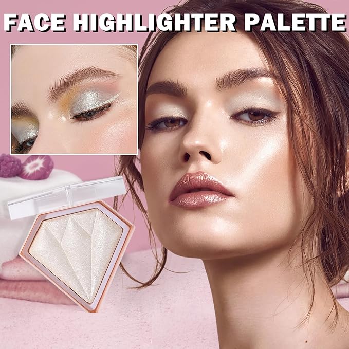 White Highlighter Makeup Palette Face Highlighter Powder Iluminadores De Maquillaje Narutal Shimmer Glitter Highlighter Contour Powder Makeup Palette-01 Pearl White-Velvo Beauty