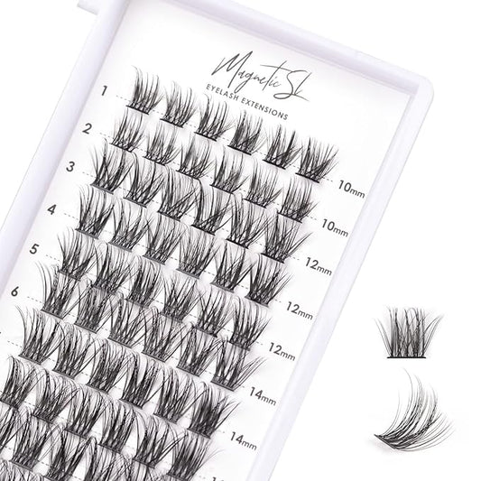 Cluster Lashes 72 Individual Lashes Clusters Eyelash Extensions False Eyelashes DIY Lash Extension Kit Reusable False Eyelashes Natural Look Mix 10-16mm C D Curl-DM06-Velvo Beauty