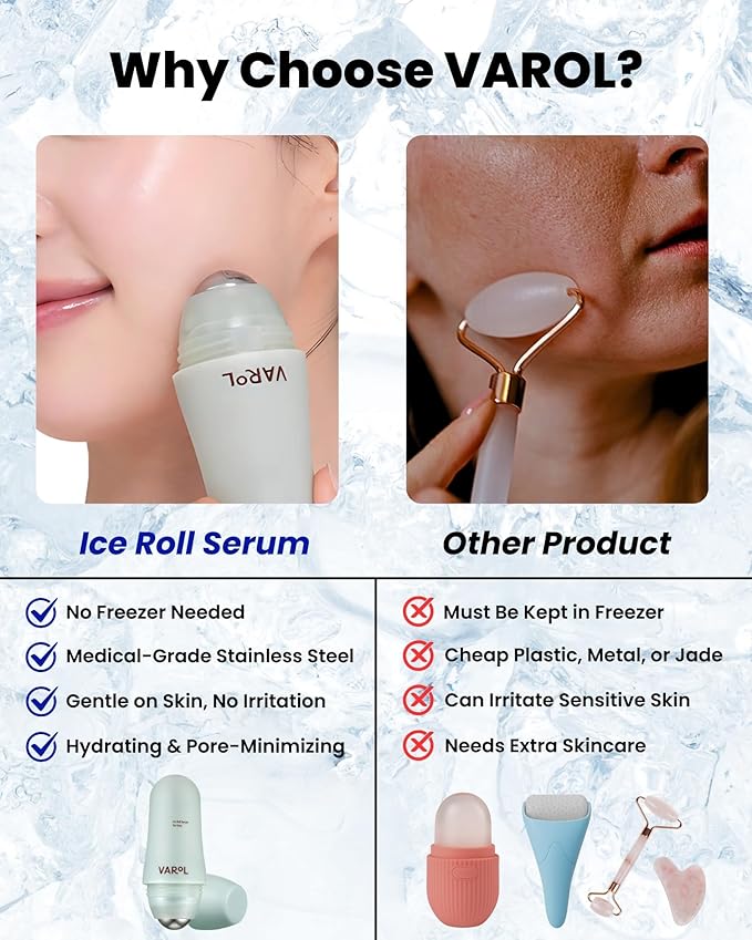 Ice Roll Serum | Cooling & Hydrating Roll-On Serum for Face, Puffy Eyes, Tannin & Panthenol for Pore Minimizing, Soothing, Facial Roller for Depuffing, Under Eye Bag Treatment | Korean Skin Care-Velvo Beauty