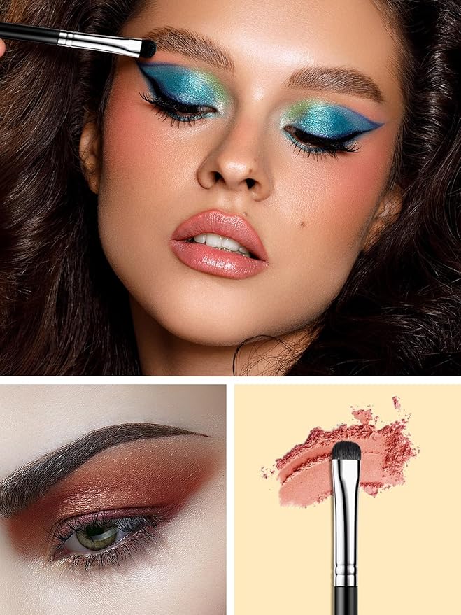 EIGSHOW Angled Eyeliner Brush & Eyeshadow Brush, High-End Precision Gel Liner and Short Smudge Brushes for Cat Eye, Winged Liner (E835&E806)-Velvo Beauty