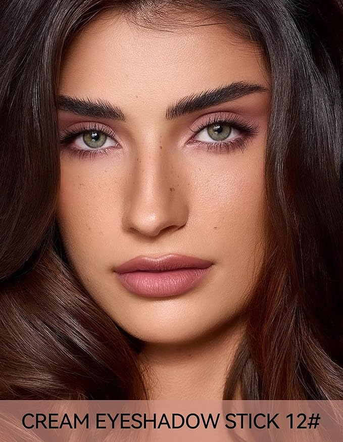 Erinde Waterproof Cream Eyeshadow Stick, Matte Nude Eye Shadow Sticks, Longwear Blendable High Pigmented, Neutral Eye Shadow Sticks Matte for Older Eyes, Smokey Eyeshadow Pencil Crayon, 12 Warm Brown-Velvo Beauty