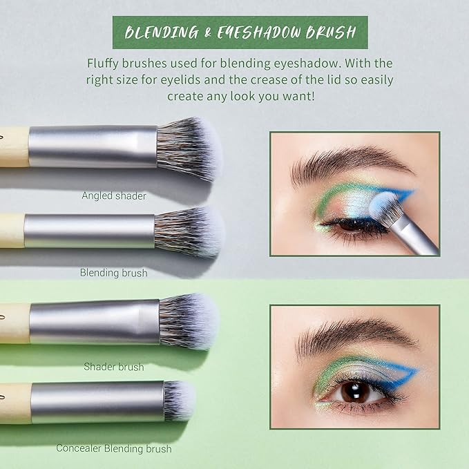 Jessup Eyeshadow Brush Set 8pcs Eye Makeup Brushes Premium Cruelty-Free Eyeshadow Blending Concealer Eyebrow Eyeliner Spoolie Brush Kit T328-Velvo Beauty