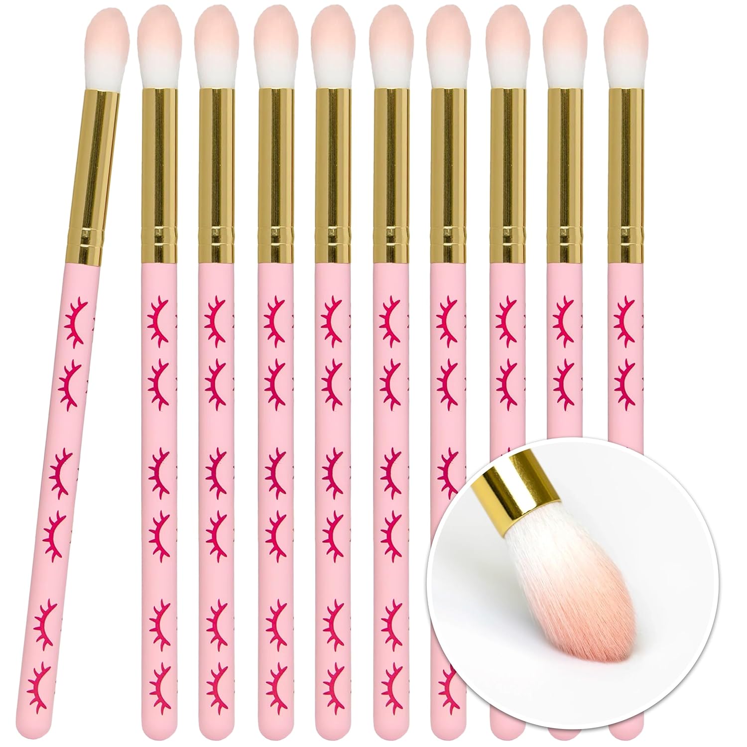 CURACORO Lash Shampoo Brushes Set, Eyelash Cleansing Brush For Cleansing Eyelash Extension, Soft and Comfortable Facial Makeup Remover Tools (Pink, Pack of 10)-Velvo Beauty