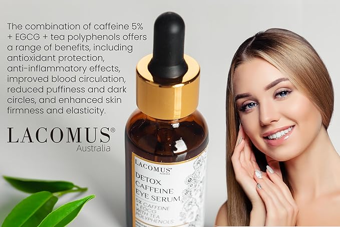 Advance Caffeine 5% + EGCG Serum for Brighter Eyes - Powerful Eye Contour Serum for Reduces Puffiness, Dark Circles, and Pigmentation - Hydrating and Smoothing Formula - LACOMUS Australia-Velvo Beauty