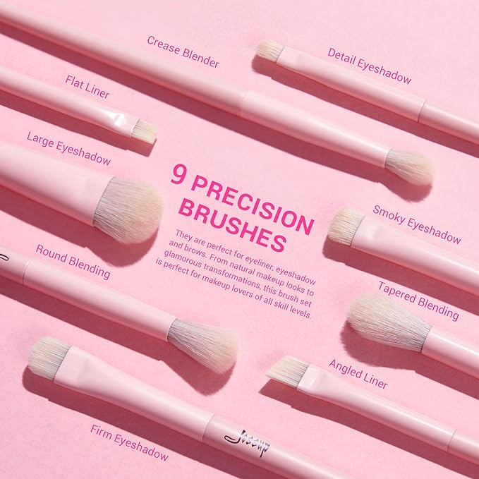 Jessup Pink Makeup Brushes Set 14Pcs Make up Brushes Premium Vegan Foundation Concealer Blush Eyeshadow Eyeliner Powder Highlighter Blending Face Brush Set, T495-Velvo Beauty