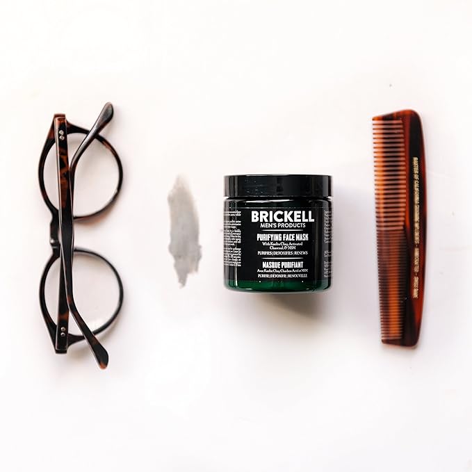 Brickell Men's Purifying Charcoal Face Mask Skin Care Product, Natural and Organic Activated Charcoal Facial Mask With Detoxifying Kaolin Clay, 4 Ounce, Unscented-Velvo Beauty