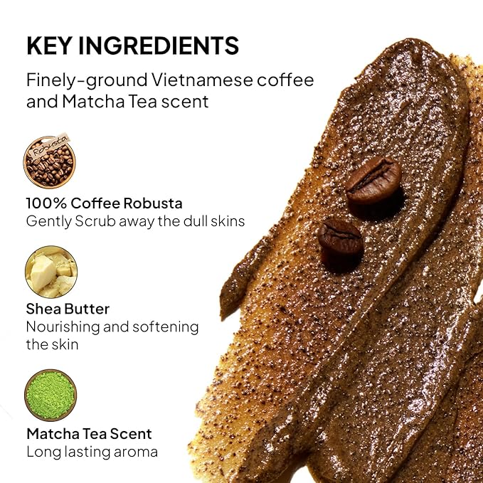 COBA'S DAUGHTER Robusta Coffee Body Scrub| Exfoliating for Cellulite and Stretch Marks, KP Bump Eraser, Strawberry Legs,Underarm | Matcha & Shea Butter | Safe for pregnancy | Vegan Beauty (10.6 Oz)-Velvo Beauty
