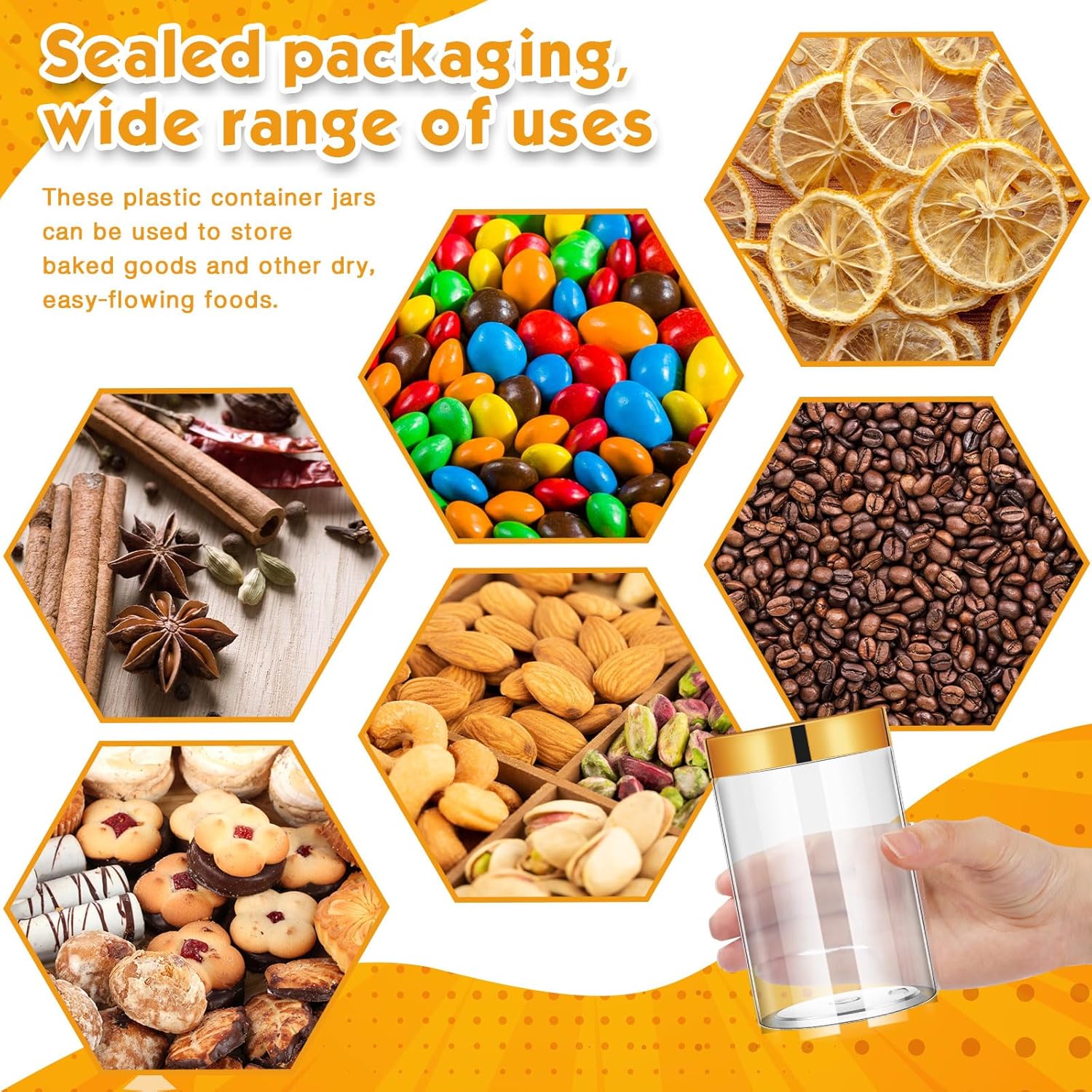 SATINIOR 100 Pcs Plastic Jars with Lids Small Containers Lids Wide Mouth Small Plastic Containers for Lotion Cream Rhinestones Body Butters Travel Storage(10 oz,Gold)-Velvo Beauty