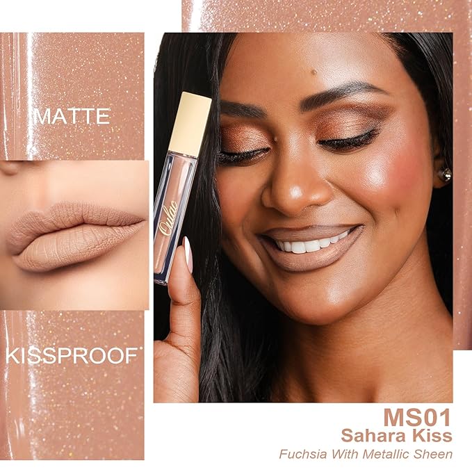 Oulac Matte Liquid Nude Lipstick for Women, Beige Brown High Impact Lip Color, Long Lasting Lipsticks, Waterproof, Creamy Formula Lip Stick with Vitamin E, Vegan & Cruelty-Free, 4.5ml (MS01)-Velvo Beauty