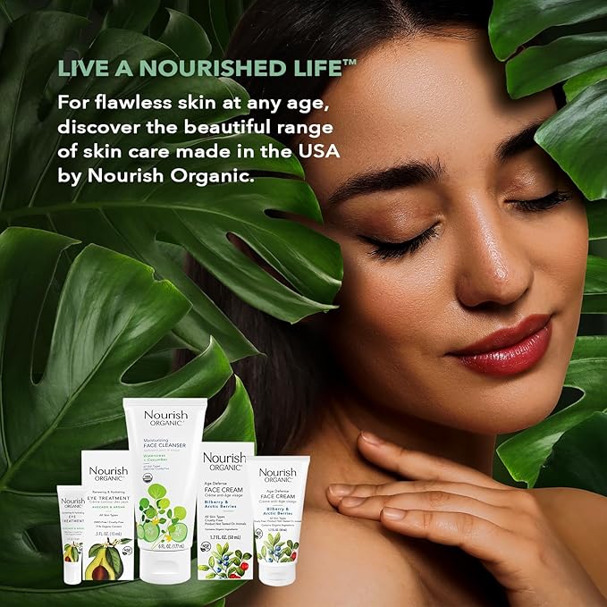 Nourish Organic Eye Treatment, Avocado & Argan – Renewing & Hydrating Under Eye Brightener with Vitamin C + Washable Cotton Round-Velvo Beauty
