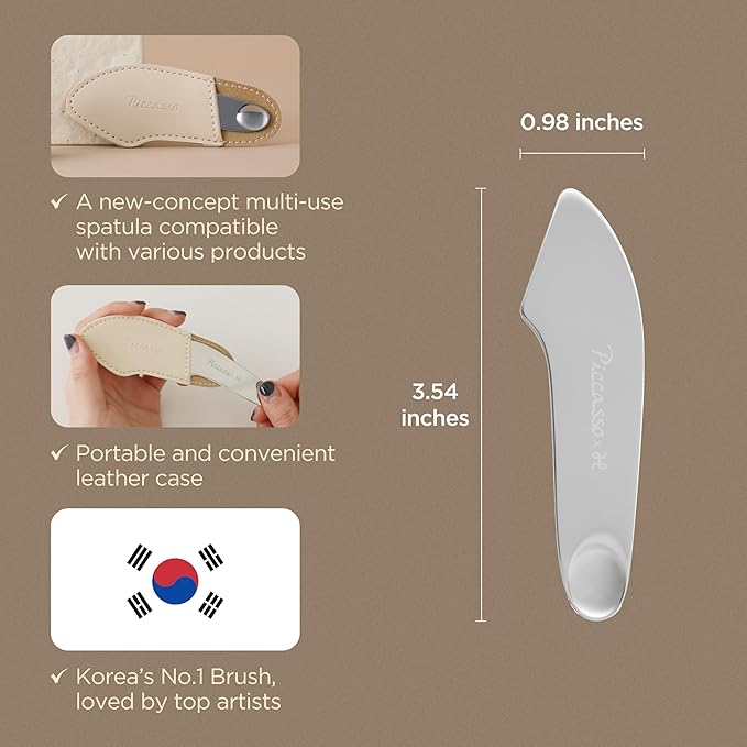 Piccasso 2-Way Makeup Spatula – Professional Foundation & Skin Care Spatula for Face, Dual-Ended Stainless Steel Tool for Precise and Hygienic Application, Includes Leather Case-Velvo Beauty