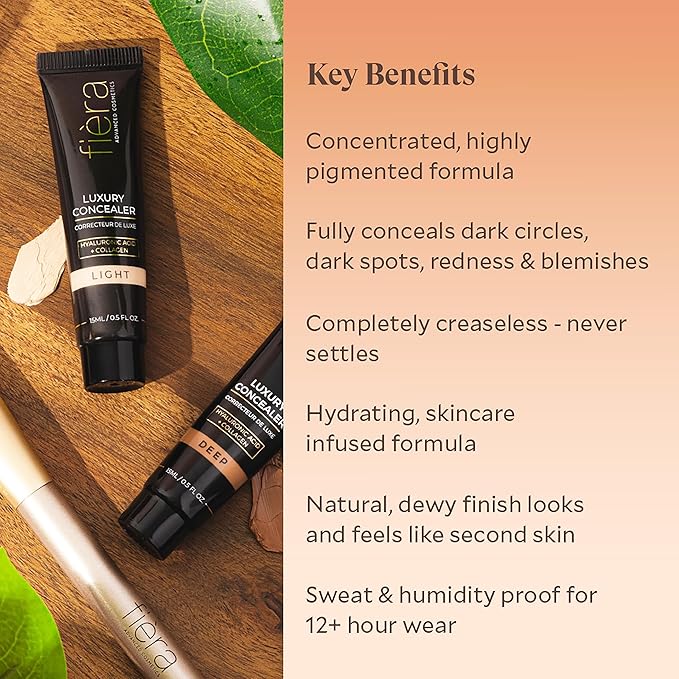Fièra Luxury Concealer with Anti-Aging - All Day Coverage for Dark Circles, Fine Lines, Wrinkles & Spots - Tan, 0.5 Ounce-Velvo Beauty