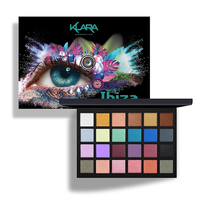 24 Shade Eyeshadow Palette Ibiza glamorous shimmers bold mattes strong pastel tones long lasting full pigment-Velvo Beauty