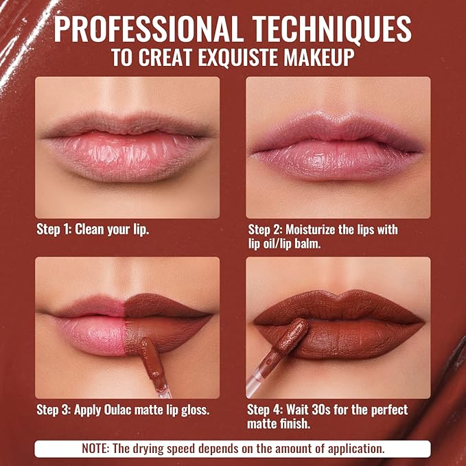 Oulac Matte Liquid Red Lipstick for Women, Orange Tone Red Long Lasting Lipstick, Waterproof Lip Stain, No Transfer, Creamy High Pigmented Formula with Vitamin E, Vegan & Cruelty-Free M21-Velvo Beauty