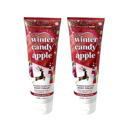 Bath & Body Works Ultimate Hydration Body Cream (Winter Candy Apple), 8.00 Ounce (Pack of 2)-Velvo Beauty