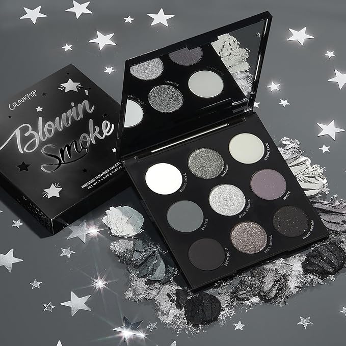 ColourPop Blowin' Smoke Eyeshadow Palette - Silver Eyeshadow and Smokey Eye Eyeshadow Palette with Metallic and Matte Finishes - High-Pigment Eye Makeup with a Long-Wearing Formula (0.3 oz)-Velvo Beauty