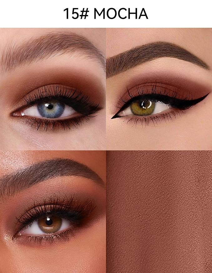 Erinde Waterproof Cream Eyeshadow Stick, Matte Nude Eye Shadow Sticks, Longwear Blendable High Pigmented, Neutral Eye Shadow Sticks for Older Eyes, Smokey Eyeshadow Pencil Crayon, 15 Mocha Matte-Velvo Beauty