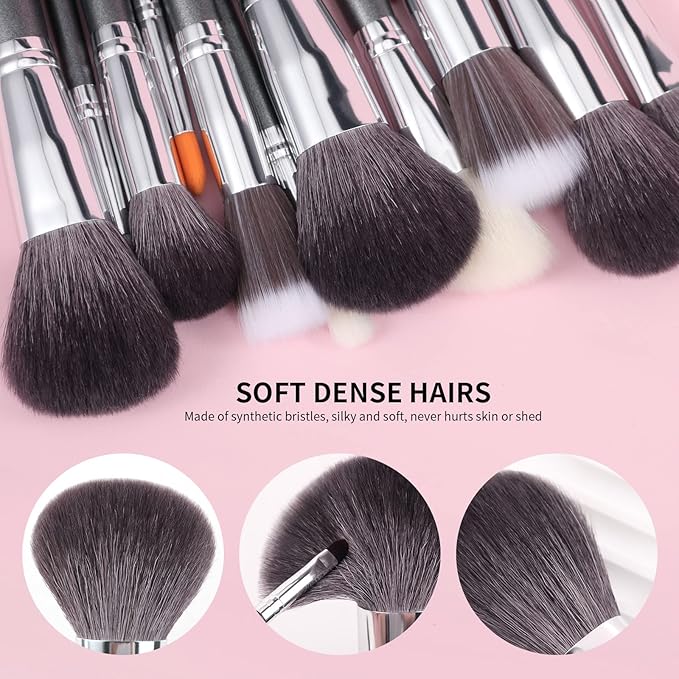 Docolor Professional Makeup Brush Set 29Pcs Makeup Brushes Valentines Day Gifts Premium Goat Synthetic Fiber Foundation Face Powder Blush Concealer Eyeshadows Make Up Brushes with PU Leather Case-Velvo Beauty
