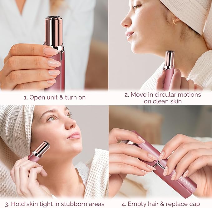 Facial Hair Removal for Women | Electric Razor Device Small Mustache Dermaplaning Remover Tools Tweezers Epilator Trimmer Face Dermaplane Shavers Beauty Gadgets Set Accessories by VISOFO (RoseQuartz)-Velvo Beauty