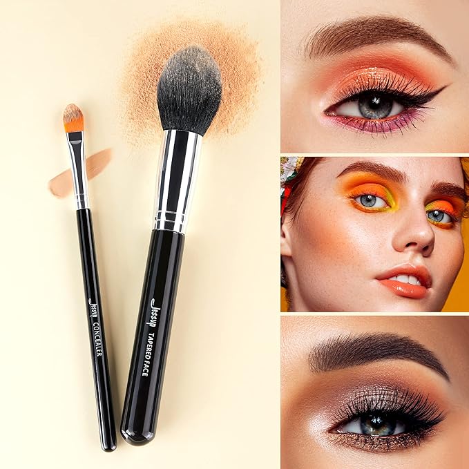 Jessup Makeup Brushes 15 Pcs Makeup Brush Set Beauty Cosmetics Make Up Powder Concealer Eyeshadow Eyeliner Blending Lip Brush Tools (Black/Silver) T092-Velvo Beauty