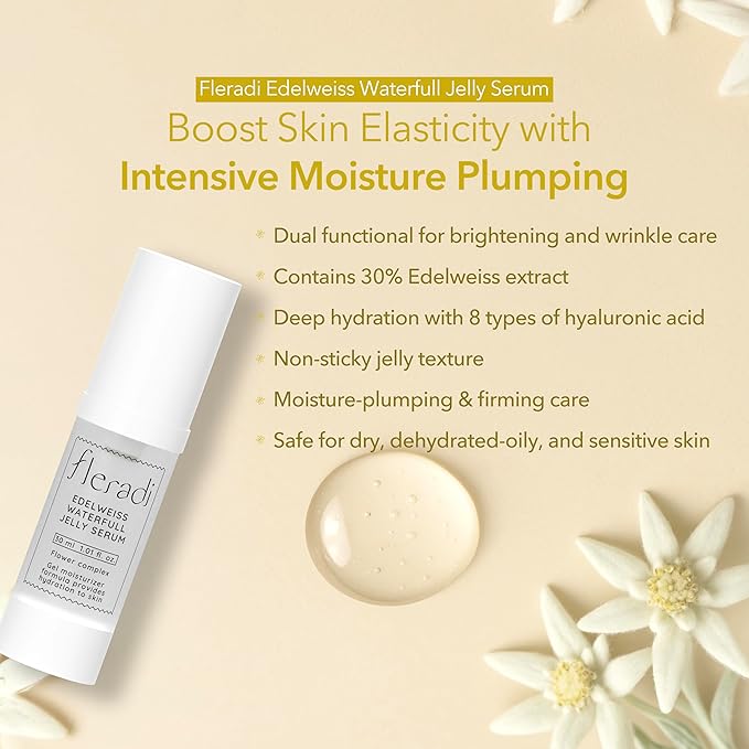 Edelweiss Essence: 30% Flower Extract Jelly Serum - Non-Sticky Hydration, Crafted by Renowned Korean Skincare Experts-Velvo Beauty