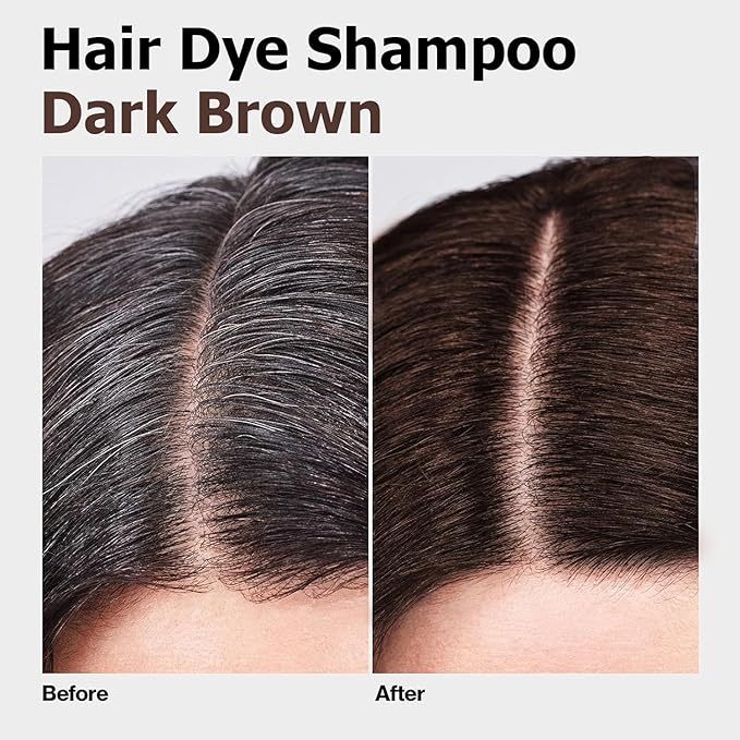 Dark Brown Hair Dye Shampoo 3 in 1 for Gray Hair, Long-lasting & Natual Hair Color Shampoo, Herbal Ingredients Natural Shampoo Hair Dye Effect in Minutes, Gifts for Men Women 500ml-Velvo Beauty
