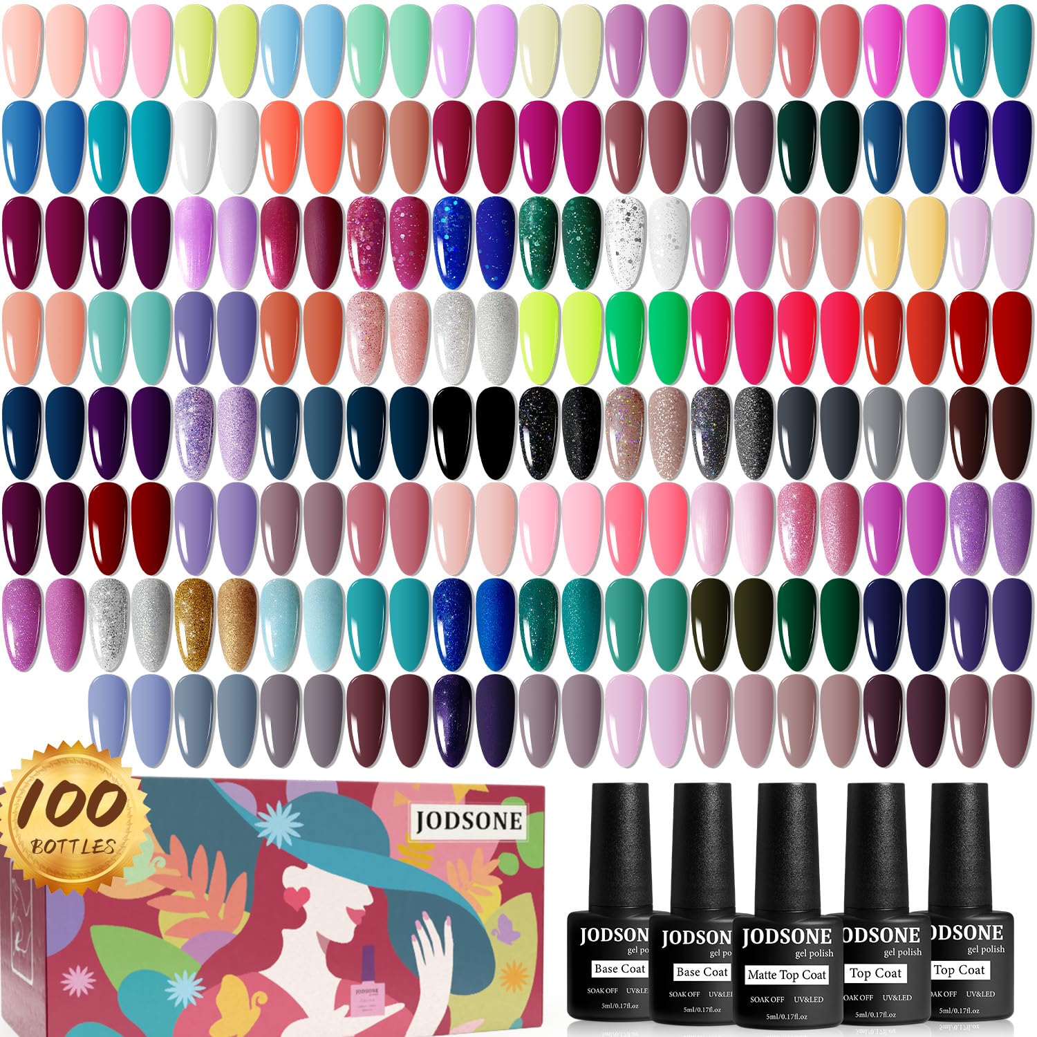 JODSONE Gel Nail Polish Starter Set 100 Pieces Multi-color Gel Nail Polish Nail Salon Home Use In Shine-Velvo Beauty