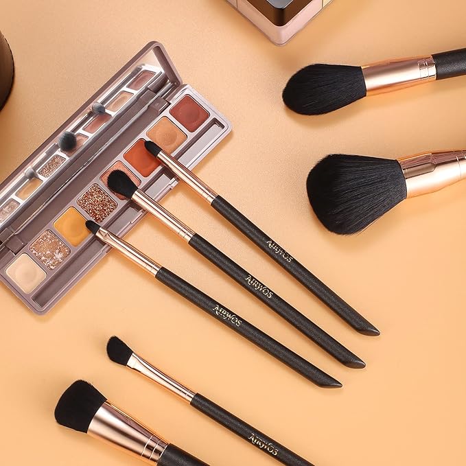 AIRWOS® Makeup Brushes Set Professional 14Pcs Makeup Brushes Pearl Flash Handles Premium Synthetic Foundation Face Powder Brush Blending Eyeshadow Concealers Makeup Brushes MakeUp Brushes with Case-Velvo Beauty