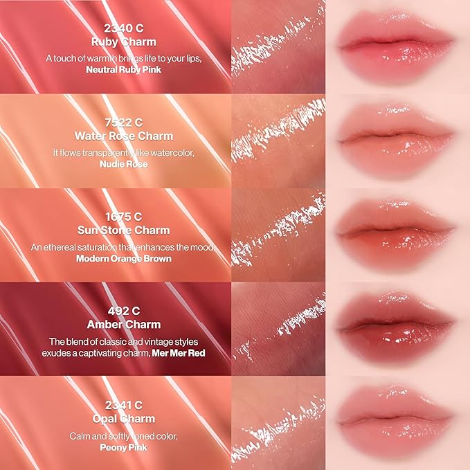 ENTROPY Makeup 2-in-1 Charm Shiny Glowy Lip & Cheek Gloss Tint Keychain, High Pigment Glossy Lip Color & Plumping Gloss, C5 Amber Charm-Velvo Beauty