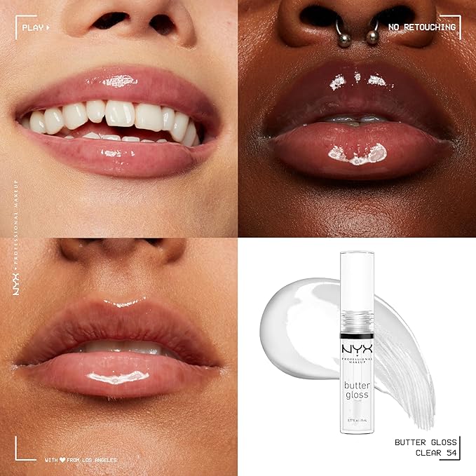 NYX PROFESSIONAL MAKEUP Butter Gloss, Non-Sticky Lip Gloss - Sugar Glass (Clear)-Velvo Beauty