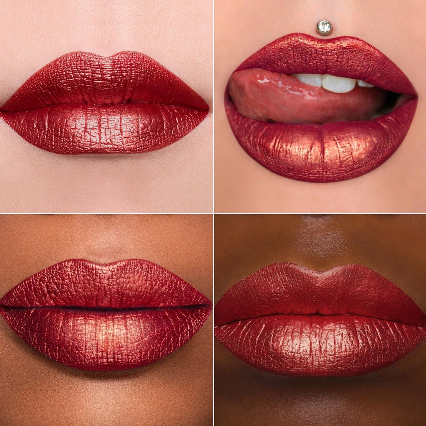 MAKI YIKA Red Lipstick for Women Metallic Lipsticks Glitter Long Lasting Lipstick No Smudge No Transfer Shimmer Liquid Lip Gloss (BR06 Dangerous)-Velvo Beauty