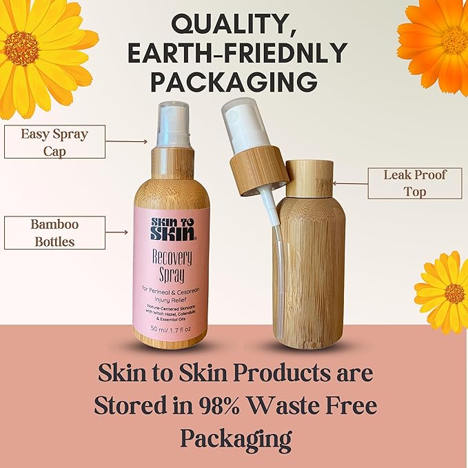 Skin to Skin Postpartum Kit-4 Piece Set in Cosmetic Bag - Postpartum Recovery - Includes: Herbal Bath, Recovery Spray, Restorative Salve, and Nipple Butter - Postpartum Care Kit - After Birth Care Kit-Velvo Beauty