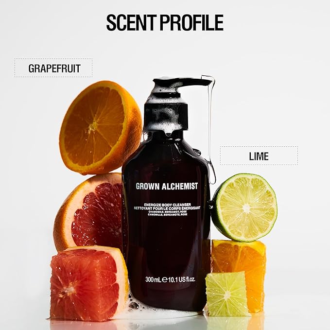 Grown Alchemist Energize Body Cleanser. Chamomile, Bergamot & Rose Body Cleanser. Gentle Body Wash. Hydrates & Cleanses Skin (500 ml)-Velvo Beauty