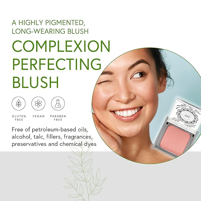 Honeybee Gardens Complexion Perfecting Blush in Euphoria, Cool Peachy Pink, Vegan & Gluten-Free, 8.5g-Velvo Beauty