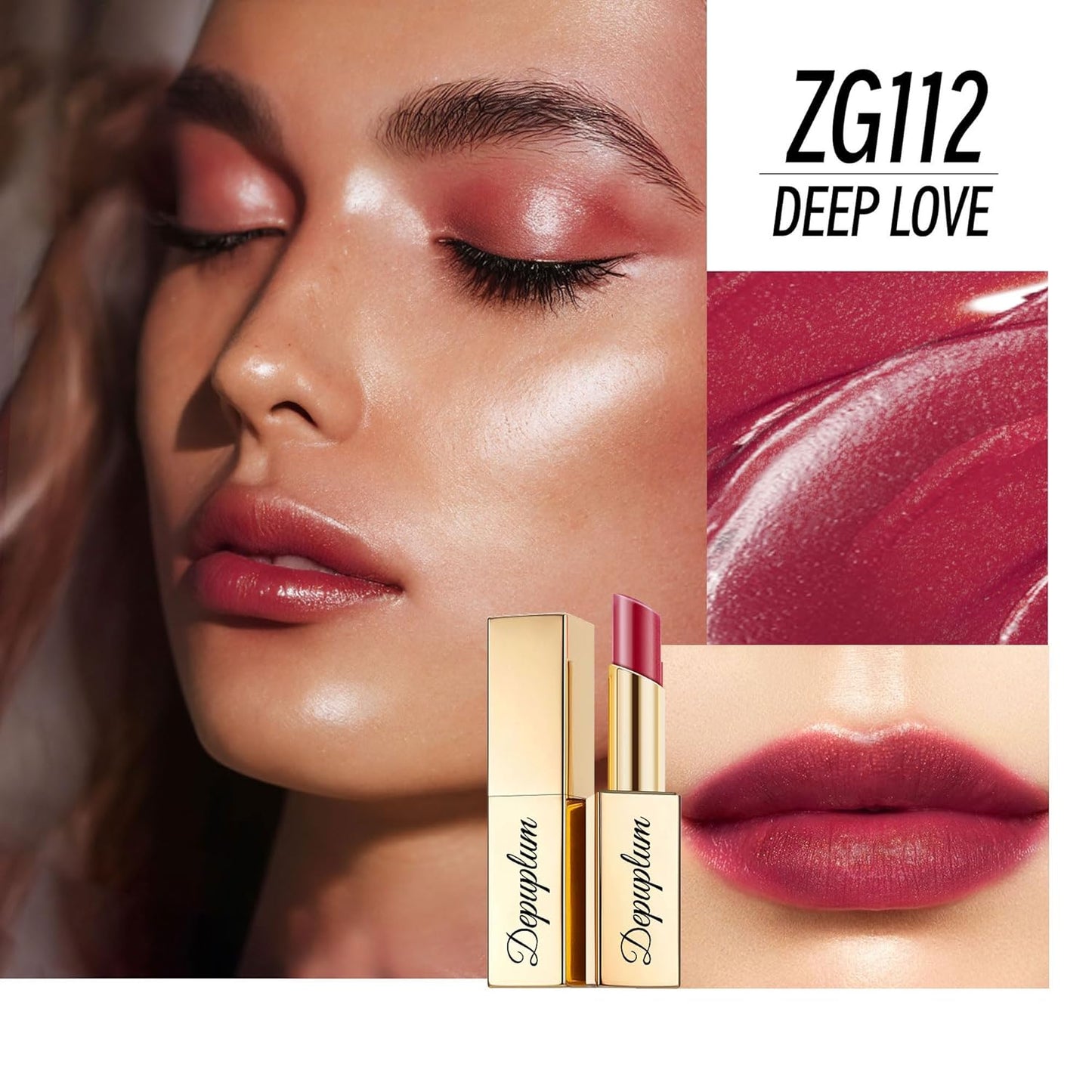 Dark Red Moisturizing Lipstick for Women Shimmer Tinted Lip Balm Hydrating Nourishing Burgundy Lip Gloss Vegan& Cruelty Free Lip Makeup, ZG112 Deep Love-Velvo Beauty