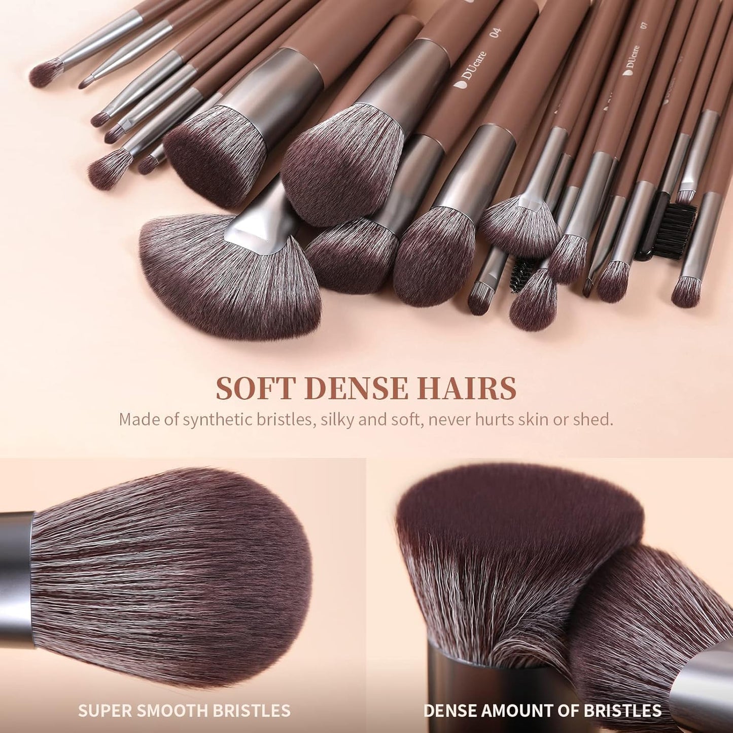 DUcare Makeup Brushes Professional with Bag 22Pcs Makeup Brush Set Premium Synthetic Kabuki Foundation Blending Brush Face Powder Blush Concealers Eye Shadows with Case-Velvo Beauty