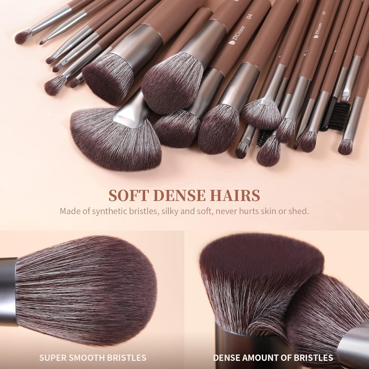 DUcare Makeup Brushes Professional with Bag 22Pcs Makeup Brush Set Premium Synthetic Kabuki Foundation Blending Brush Face Powder Blush Concealers Eye Shadows with Case-Velvo Beauty