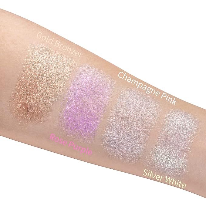Highlighter Makeup, Cream Highlighter, Face Highlighter, Long Lasting Glitter Highlighter Makeup Palette - Silver White Highlighter-Velvo Beauty
