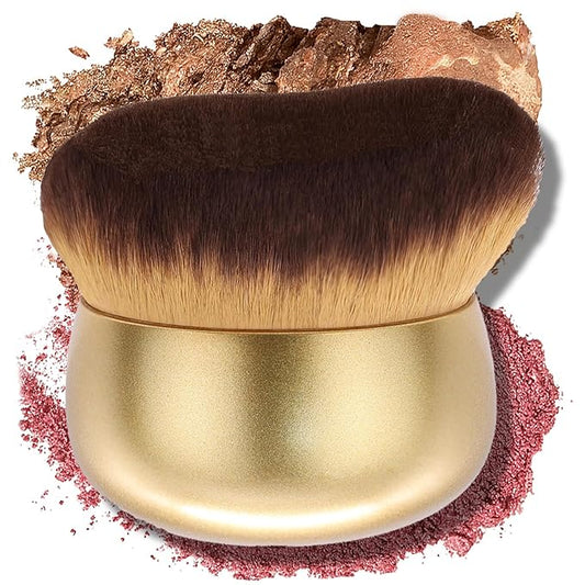 Airbrush Kabuki Brush for All Face Makeup & Foundation for Liquid, Cream and Powder Face Makeup, Large Brush for Effortless Natural Beautiful Look, With Wide-headed Bristles - Gold-Velvo Beauty