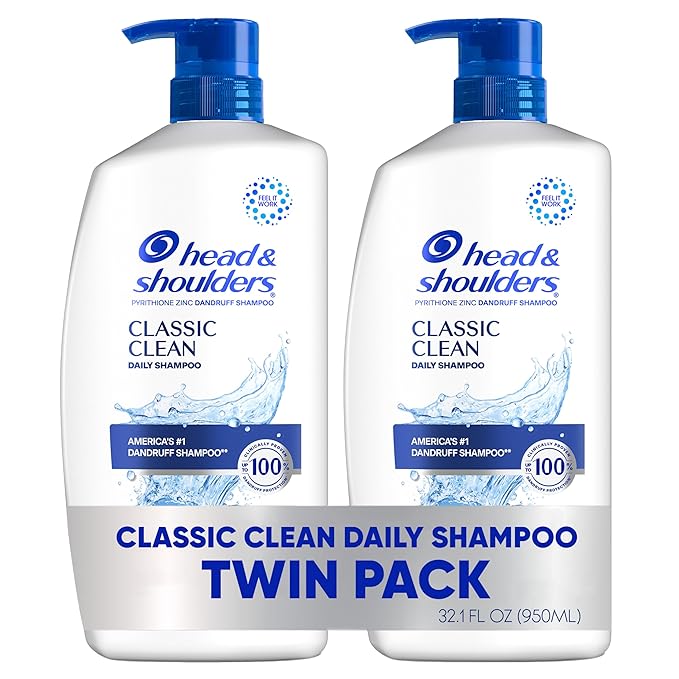 Head & Shoulders Classic Clean Dandruff Shampoo Twin Pack, Anti-Dandruff Daily Use, Paraben-Free, Color-Safe, 32.1 Fl Oz Each (Set of 2)-Velvo Beauty