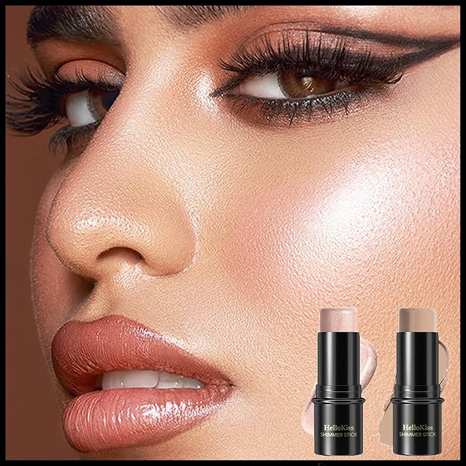 MIELIKKI 2Pcs Cream Contour Stick Makeup, Highlighter Stick and Bronzer Stick for Face Sculpting, Easy to Apply & Blend, Long Lasting, Waterproof, Matte Finish,0308-Velvo Beauty