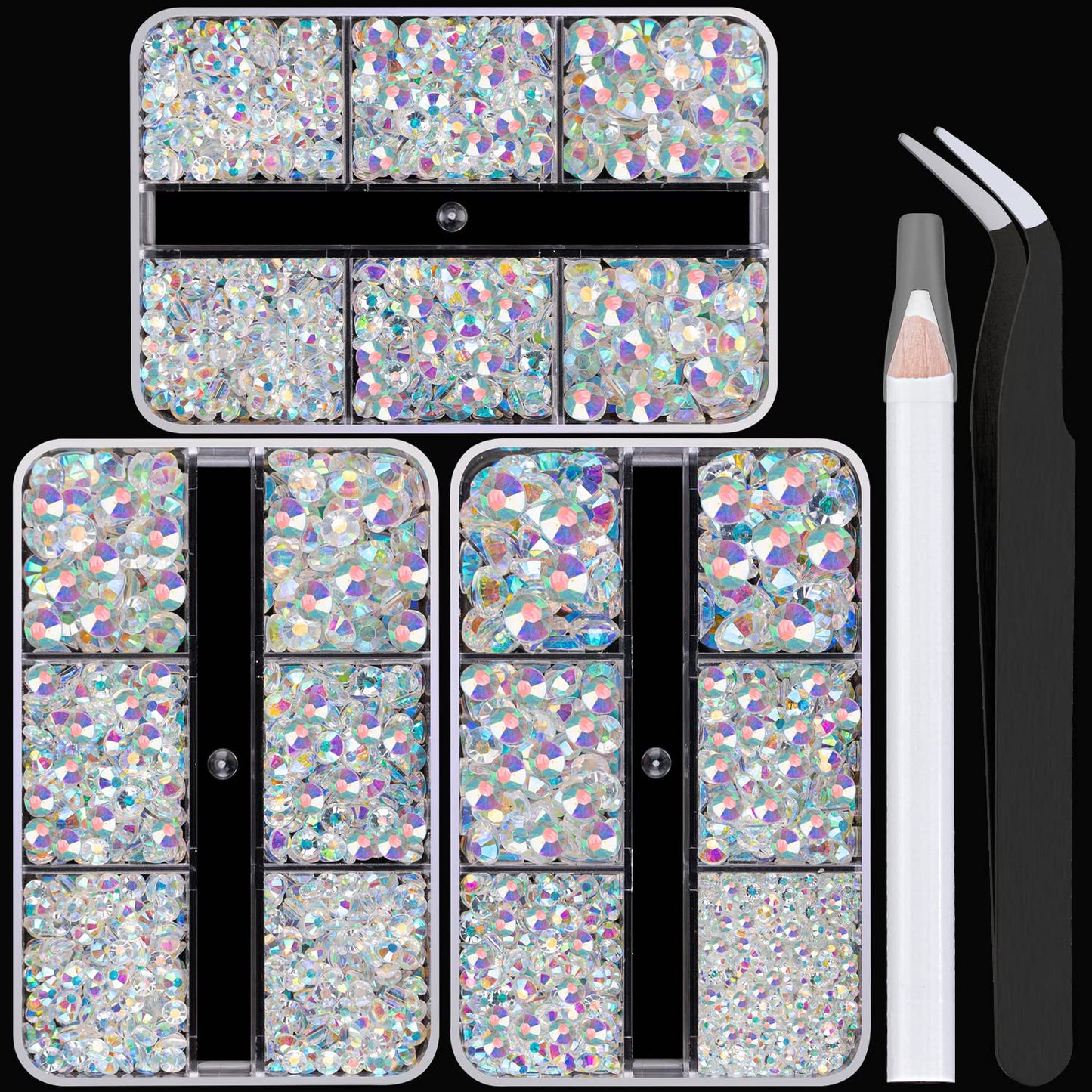 Resin Rhinestones Crafting, 2/3/4/5/6mm Flatback Jelly Rhinestones, 3 Box Transparent AB Non Hotfix Crystal Gems for Bedazzling Crafts Mugs Tumblers Clothes Makeup Nail-Velvo Beauty