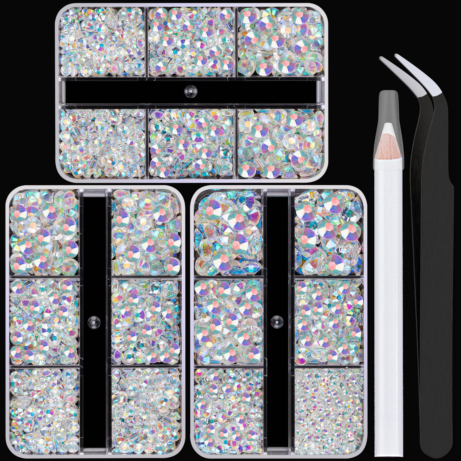 Resin Rhinestones Crafting, 2/3/4/5/6mm Flatback Jelly Rhinestones, 3 Box Transparent AB Non Hotfix Crystal Gems for Bedazzling Crafts Mugs Tumblers Clothes Makeup Nail-Velvo Beauty