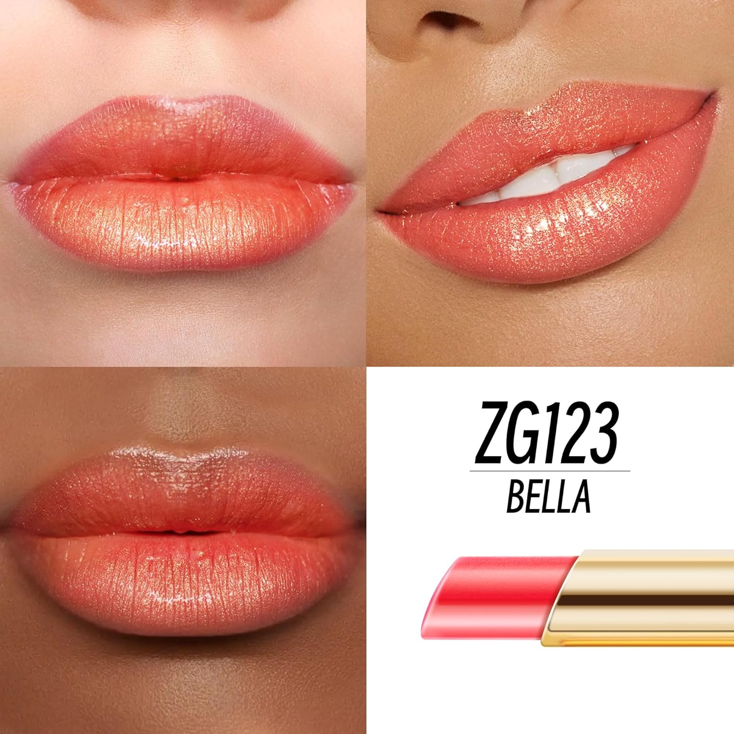 Orange Red Lipstick Moisturizing for Women Shimmer Tinted Lip Balm Hydrating Nourishing Lip Gloss Vegan& Cruelty Free Lip Makeup, ZG123 Bella-Velvo Beauty